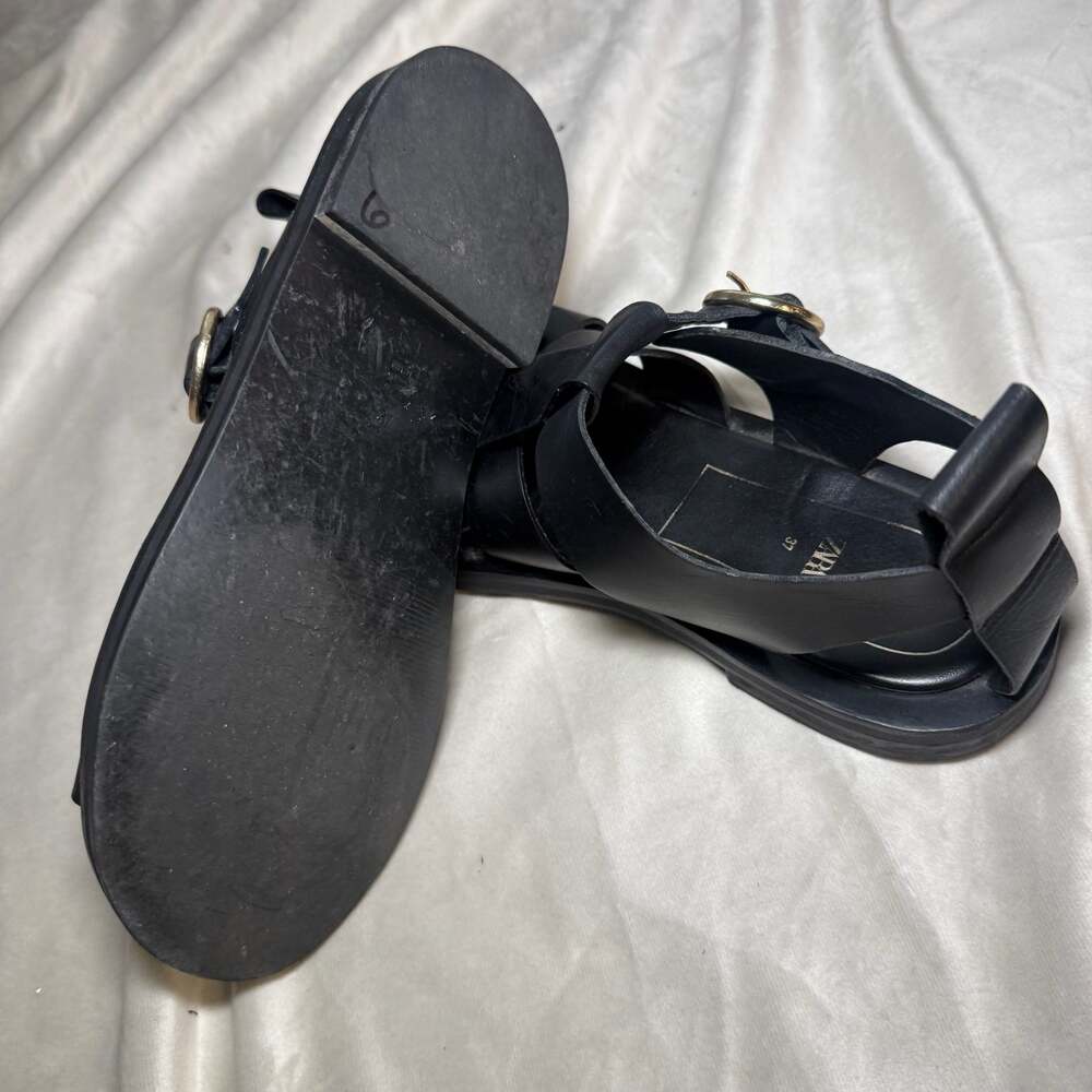 Zara Leather Fisherman Cage Sandals with Buckle - Picture 7 of 7